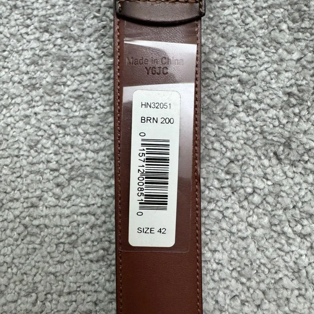 Penguin Bonded Leather Silver Buckle Belt Mens 42 Brown Matte Work Classic NEW